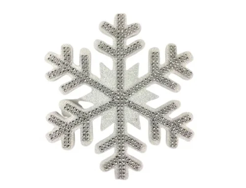 11" White & Silver Snowflake Ornament Set Of 2