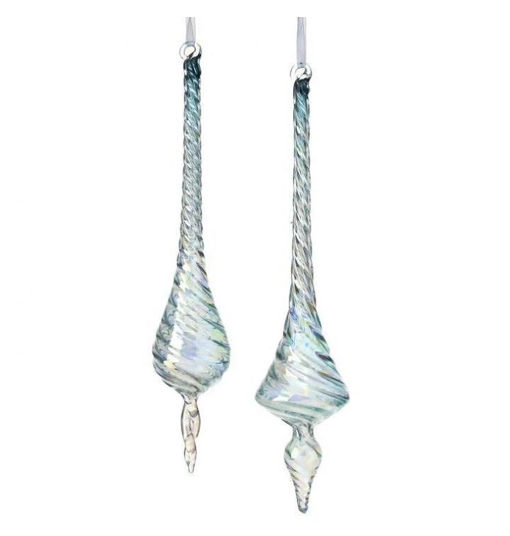 12.5" Clear Blue Drop Ornament Set Of 6