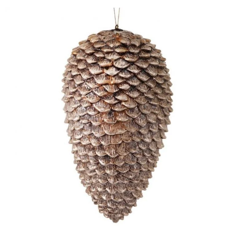 12" Champagne Glitter Pinecone Ornament Set Of 2