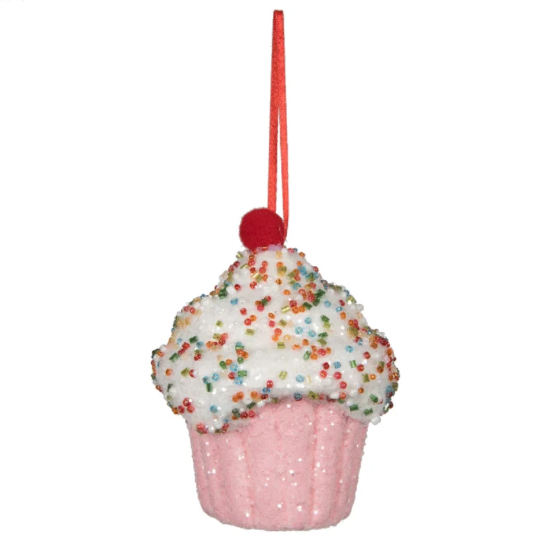 4.5" Cupcake With Sprinkles Ornament Set Of 12