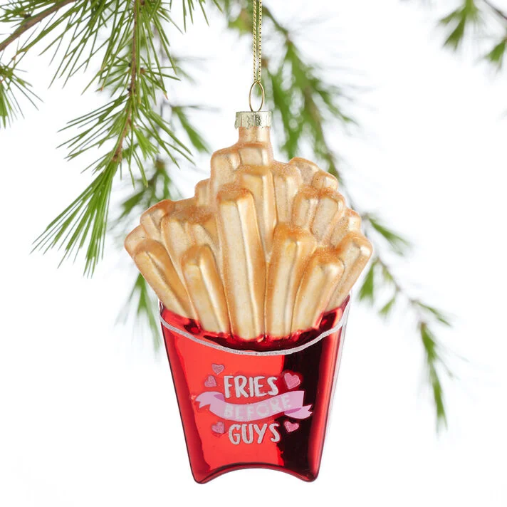 4.8" French Fries Glass Ornament Set Of 6