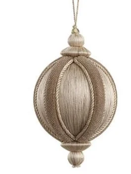 4" Champagne Copper Yarn Ball Ornament Set Of 2