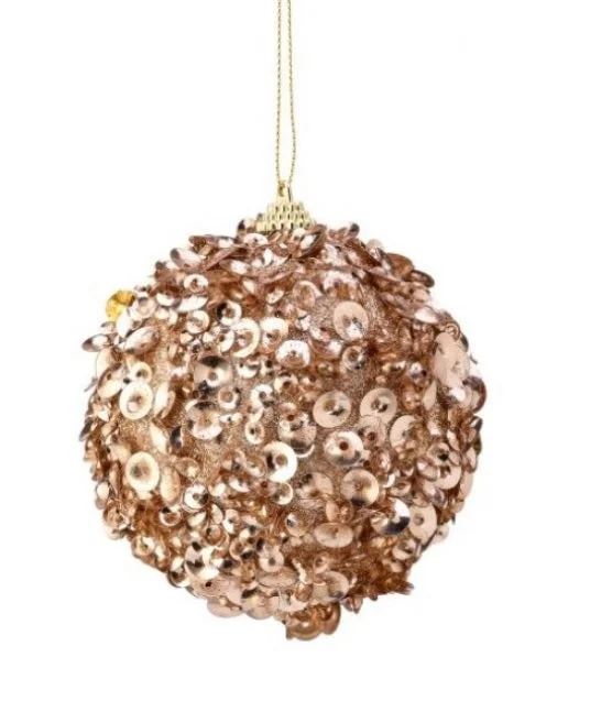 4" Champagne Sequin Ball Set Of 12