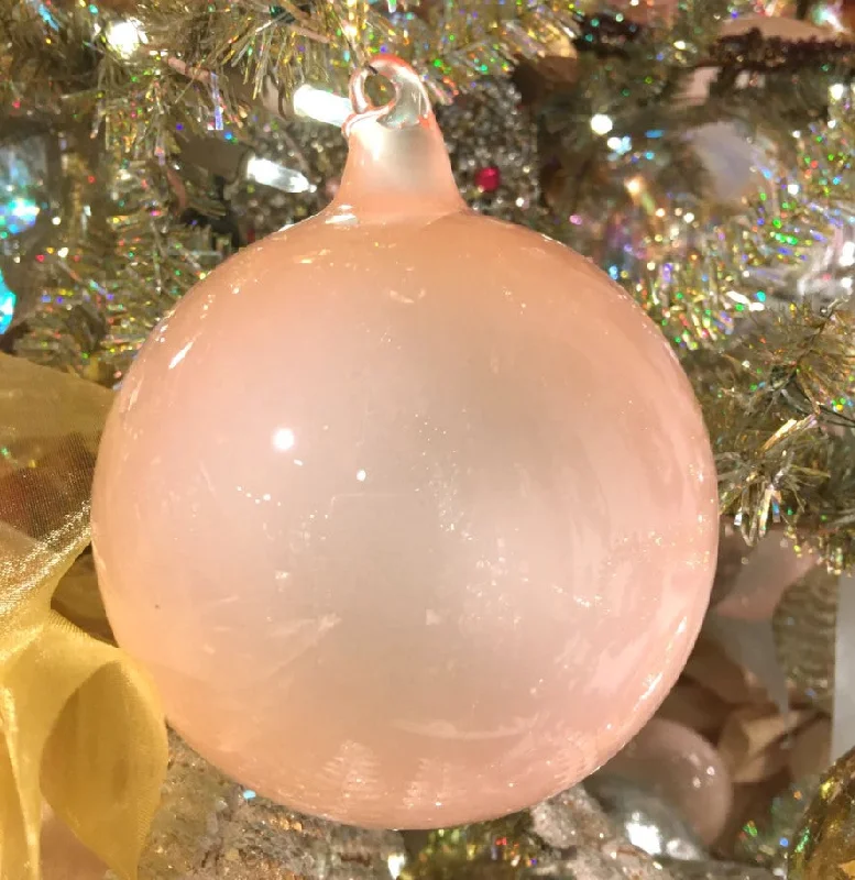 4" Coral Bubblegum Glass Ornament Box Of 3