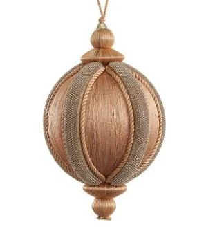 4" Coral Copper Yarn Ball Ornament Set Of 2