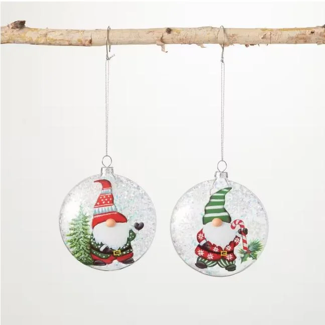 4" Gnome Disk Ornament Set Of 4