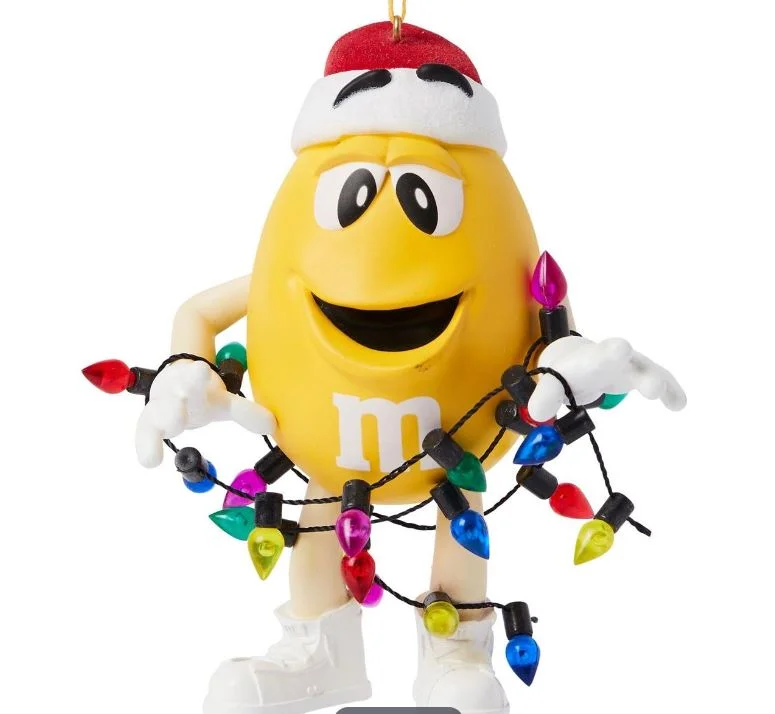 4" Yellow M&M With Lights Ornament