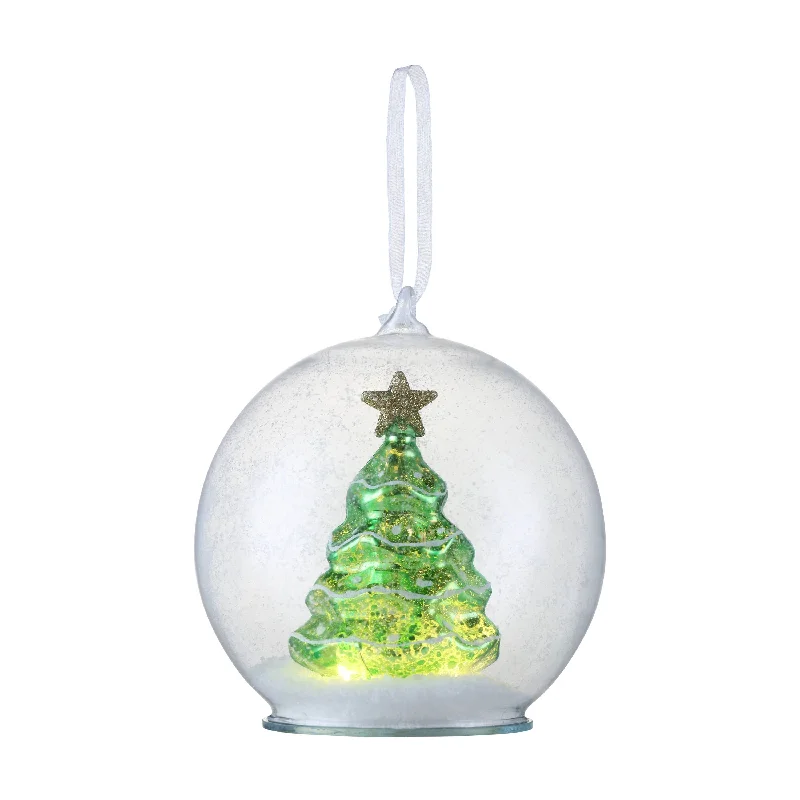 5 in. Mercury Glass Tree Globe Ornament - Green