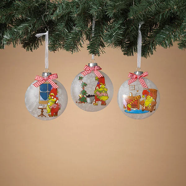 5" Frosted Gnome Assorted Ornament Set Of 6