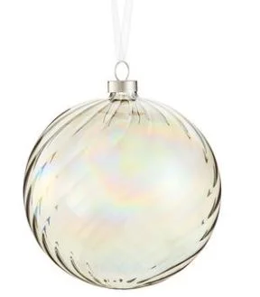 5" Grey Iridescent Ball Ornament Set Of 4