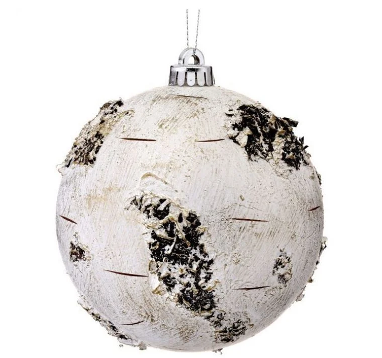 6" Birch Ball Ornament Box Of 2