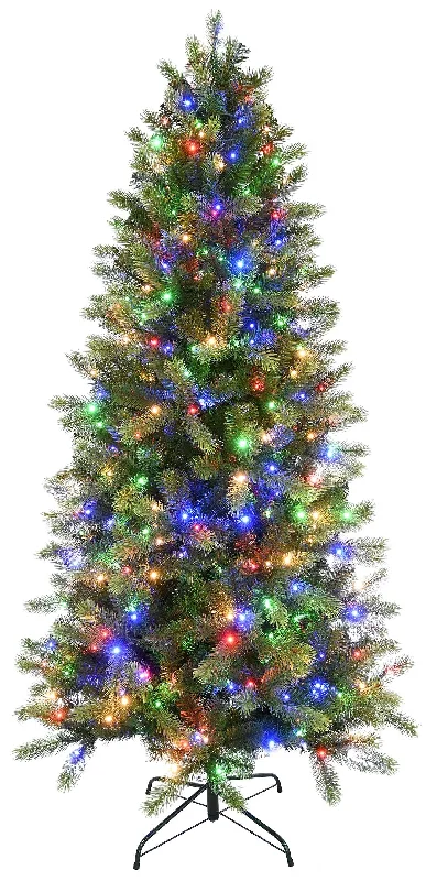 7' Boston Pine Power Pole Artificial Christmas Tree with Color-Changing LED Lights