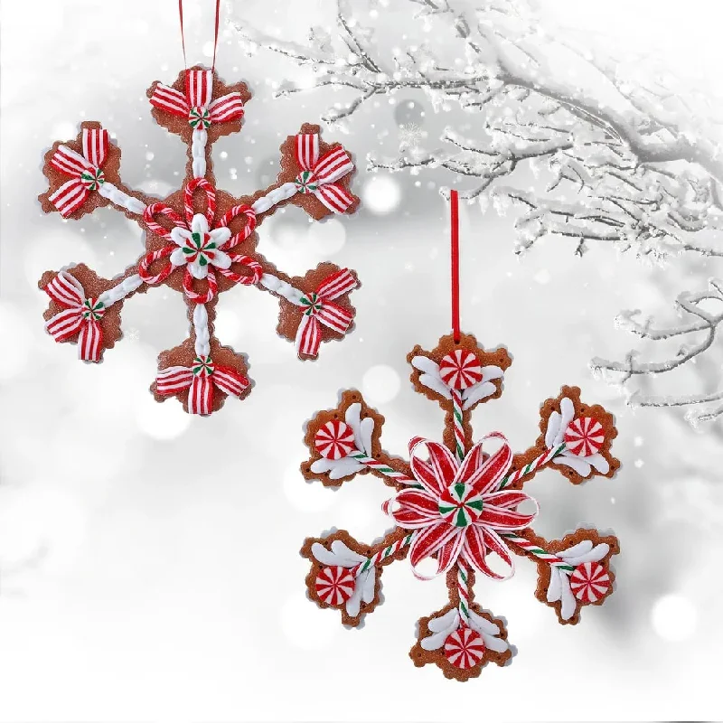 8.5" Gingerbread Snowflake Set Of 4