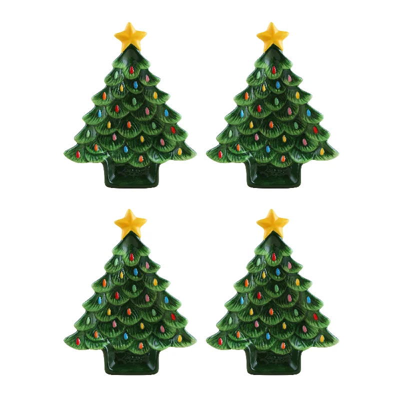 8 in. Set of 4 Ceramic Nostalgic Tree Plates