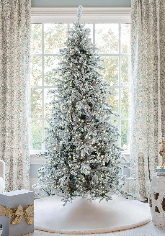 8' Queen Flock® Slim Artificial Christmas Tree With 700 Warm White LED Lights