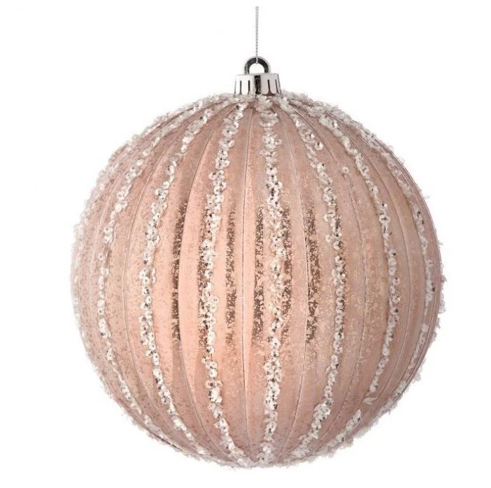 8" Pink Sequin Ball Ornament Set Of 2