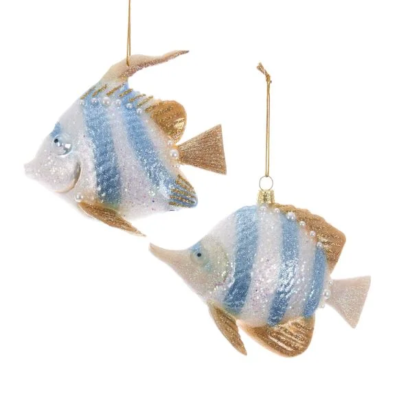 Angel Fish Glass Ornaments Pair, C1980, KSA