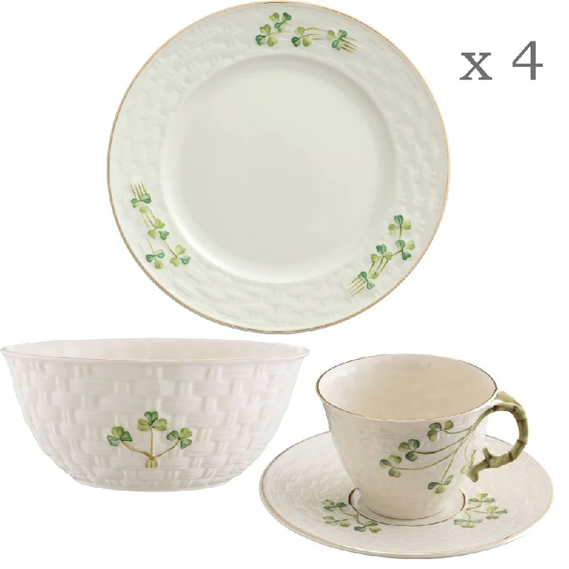 Belleek Classic 1880 Shamrock Gold 12 Piece Set