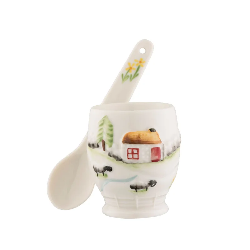 Belleek Classic Connemara Egg Cup & Spoon