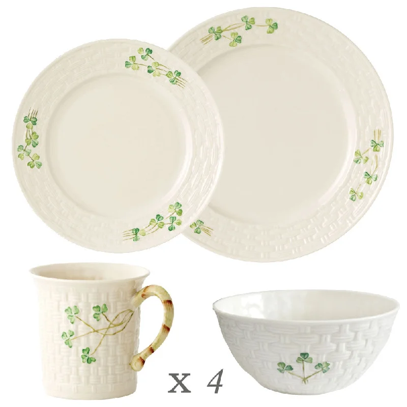 Belleek Classic Shamrock 16 Piece Dining Set