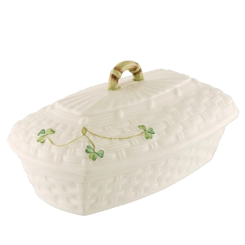 Belleek Classic Shamrock Butter Dish