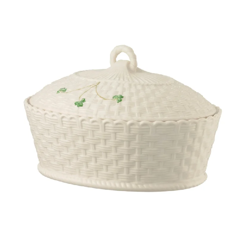 Belleek Classic Shamrock Oval Covered Dish