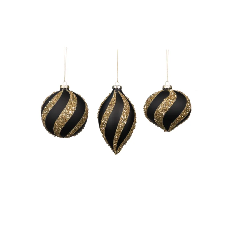 Black And Gold Stripe Ornament