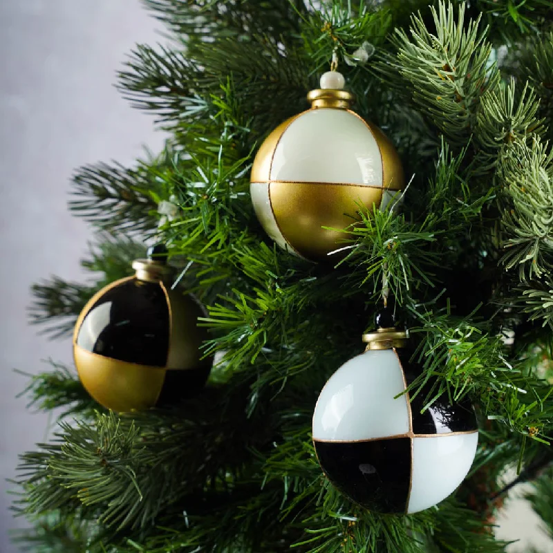 Black white and gold Christmas Ornaments