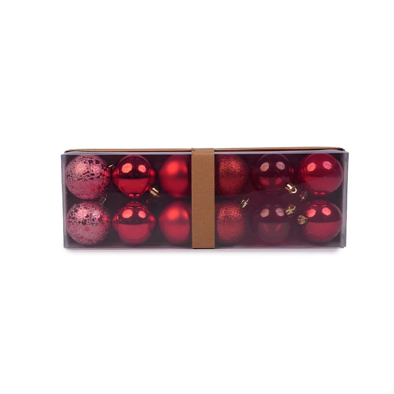 Box of 12 Red Christmas Baubles - 6cm