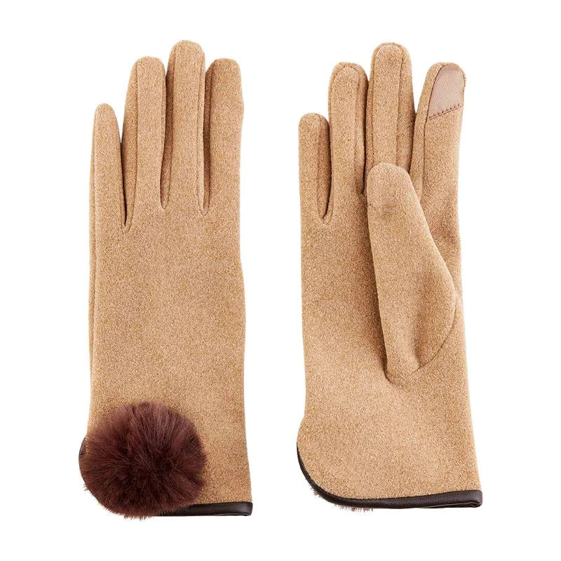 Brown Pom Pom Gloves