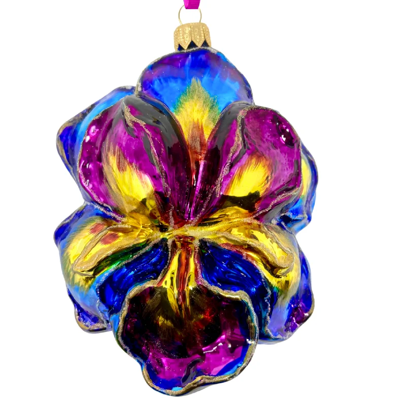 Caprice Iris Blown Glass Christmas Ornament