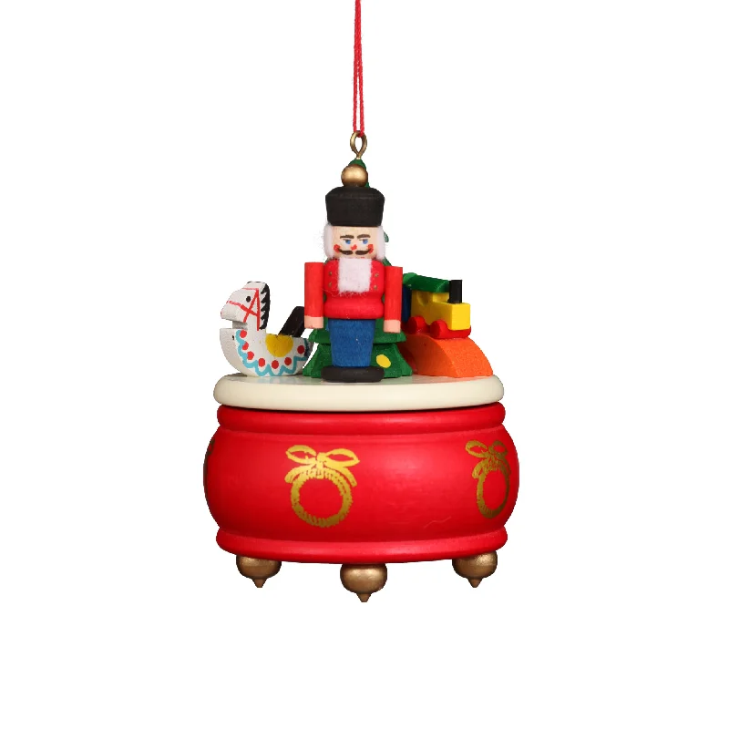 Christian Ulbricht Red Music Box With Nutcracker Christmas Ornament