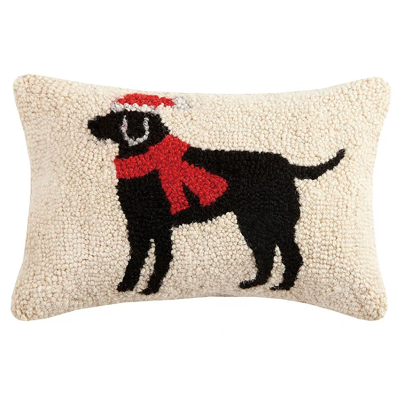 Christmas Black Lab Decorative Hook Pillow