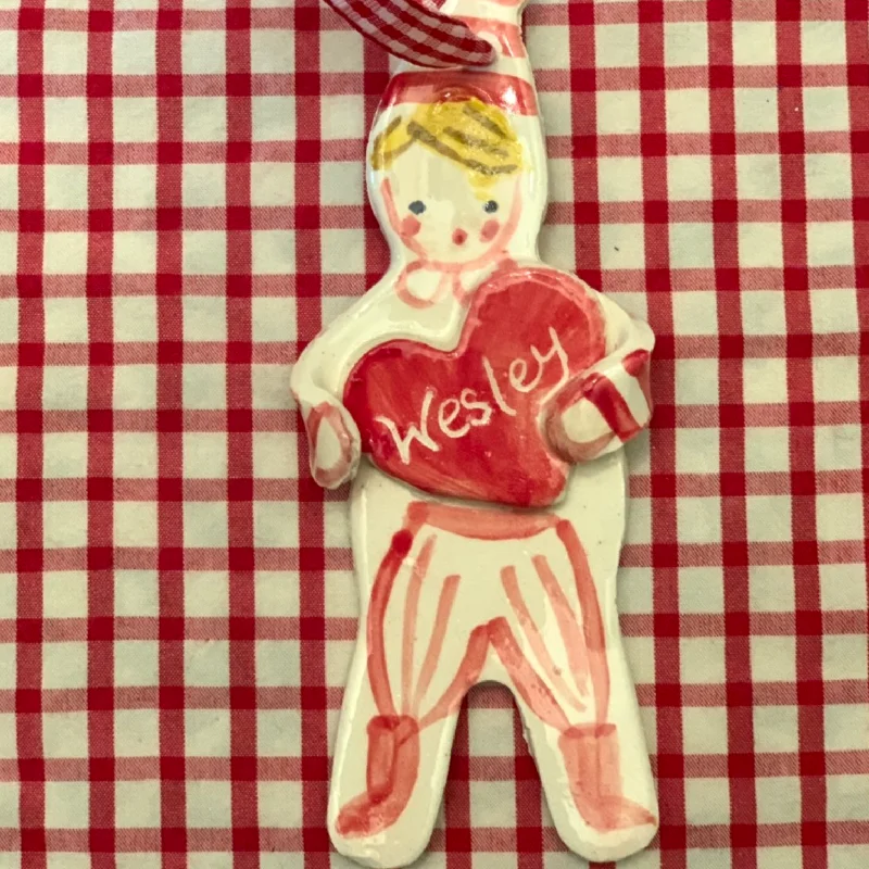 Christmas Boy Ornament - Red Heart