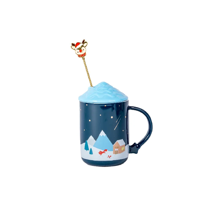 Christmas Ceramic Coffee Mug with Stirrer