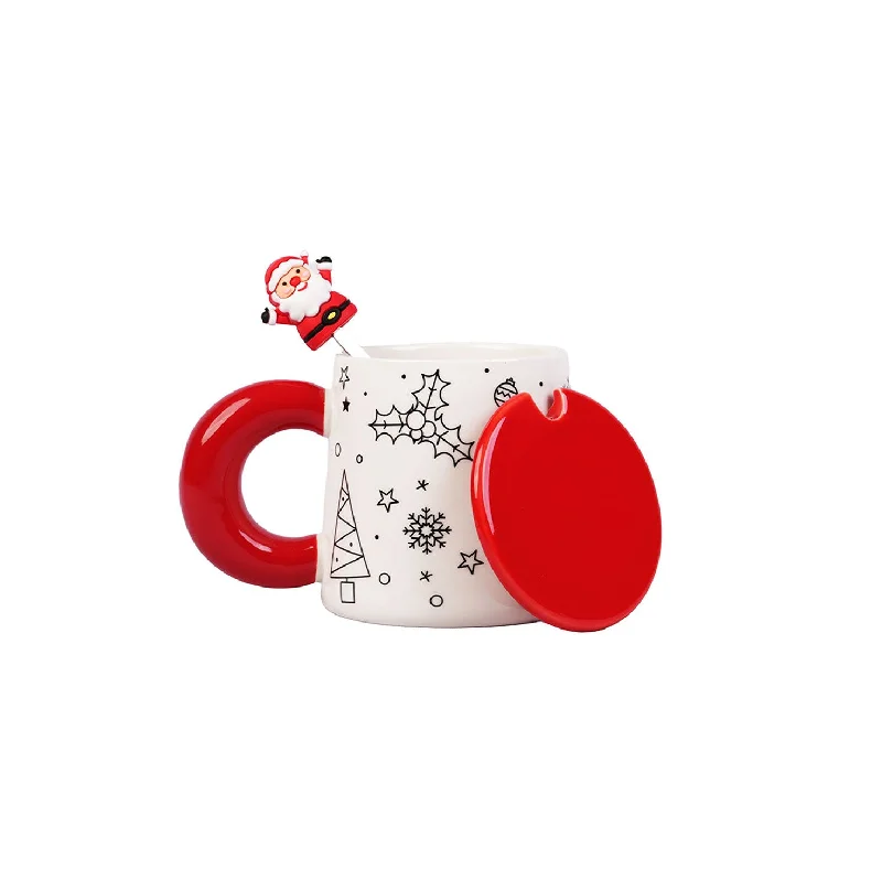 Christmas Gift Mugs With Lid and Spoon