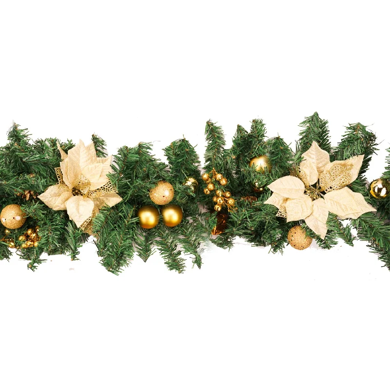 Christmas Garlands With Gold Decorative Ornaments