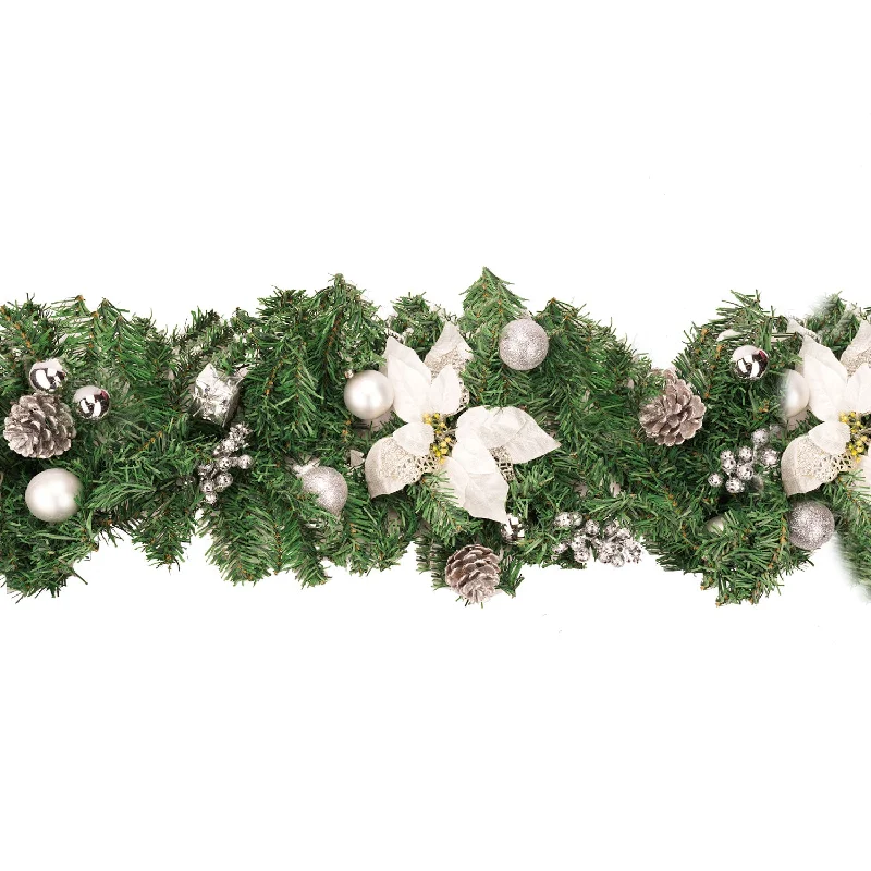 Christmas Garland With Silver Ornaments