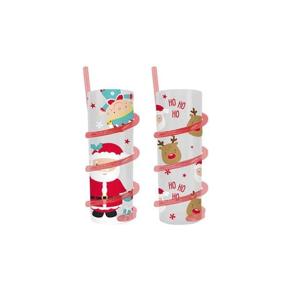 Christmas Spiral Straw Tumbler