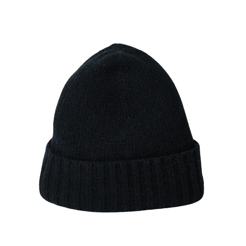 Classic Cashmere Slouchy Beanie in Black