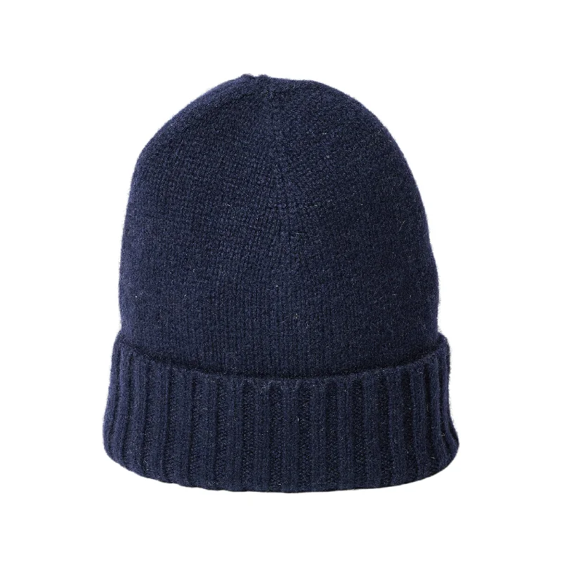 Classic Cashmere Slouchy Beanie in Navy