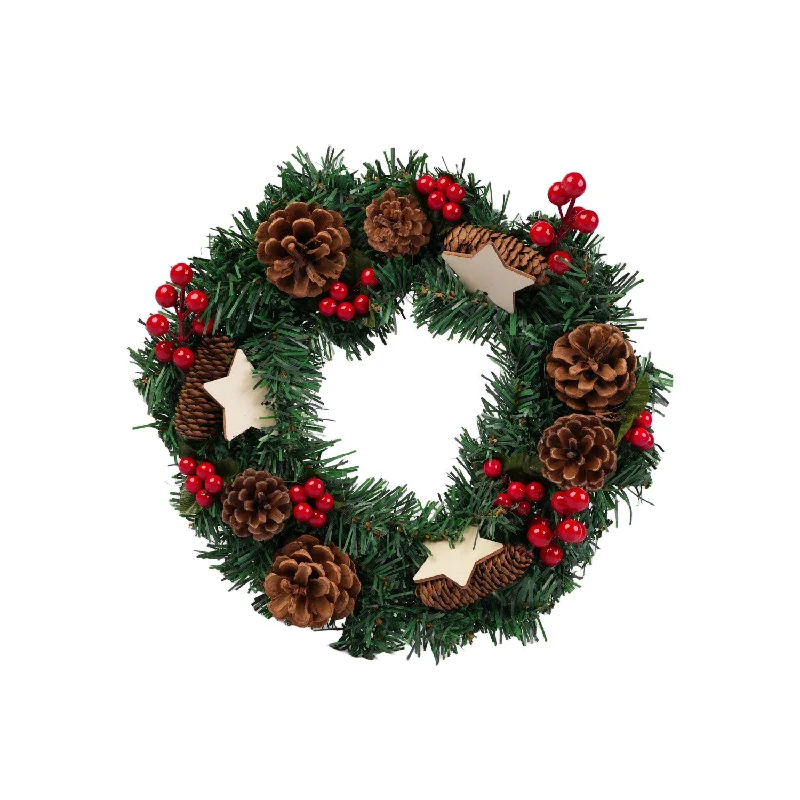 Classic Christmas Wreath With Cherries and Pine