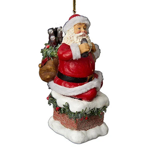 COCA-COLA® SANTA COMING OUT OF CHIMNEY ORNAMENT