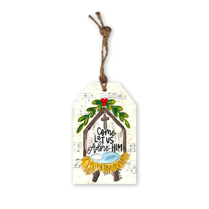 Come Let Us Adore Him Nativity Gift Tag Ornament