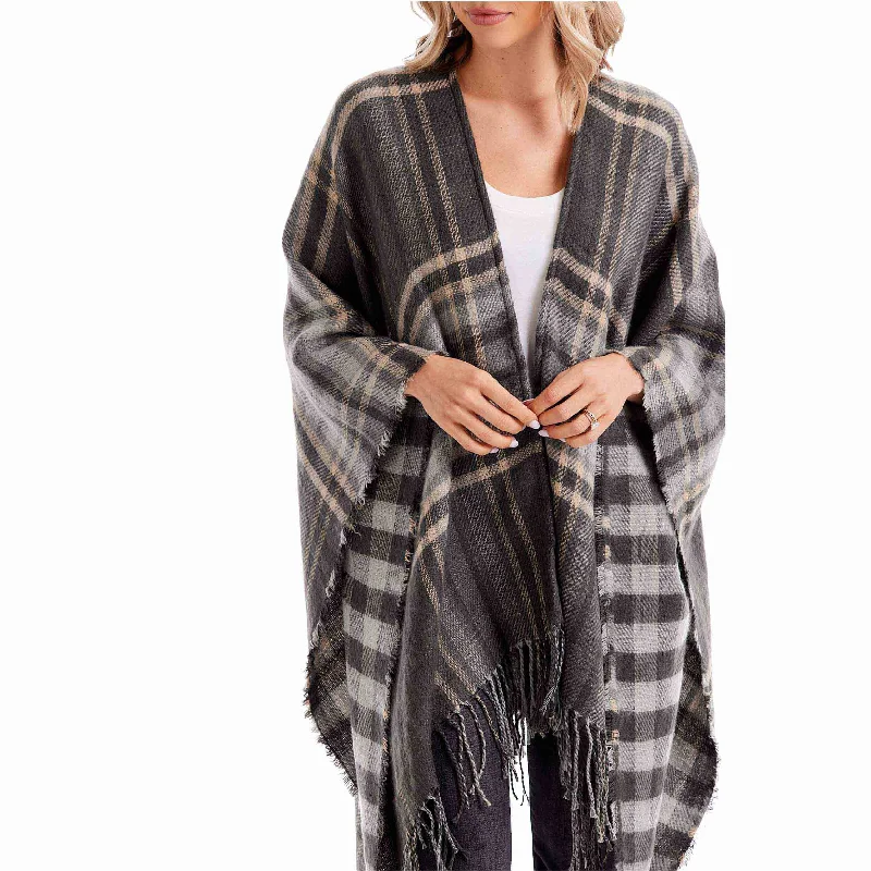 Dark Grey Yvette Reversible Poncho