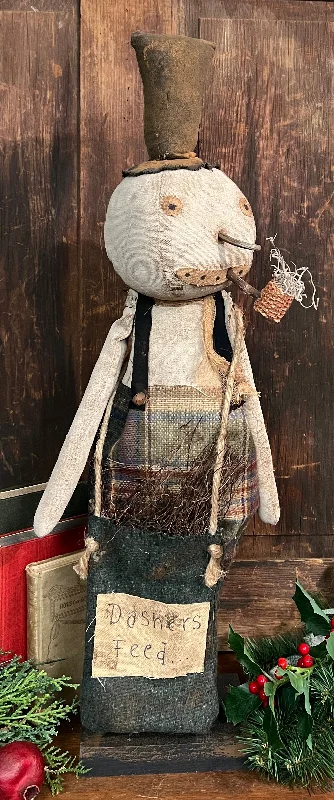 DAT-34 Fabric Dan the Snowman with Bag & Corncob Pipe