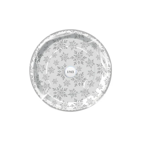 Foiled Snowflake Paper Plates 8 Pack