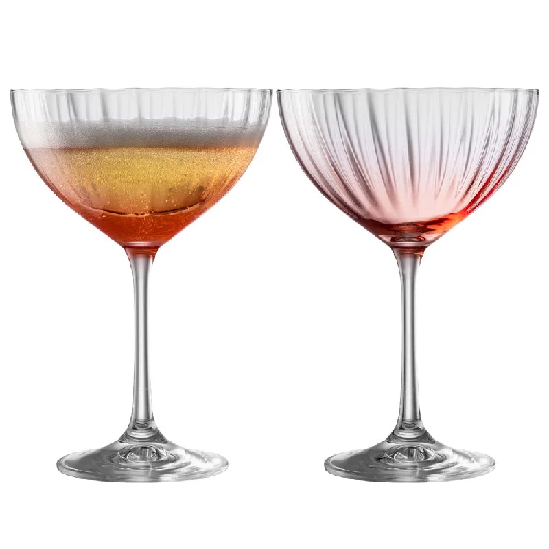 Galway Crystal Erne Cocktail/Champagne Saucer Set of 2 in Blush