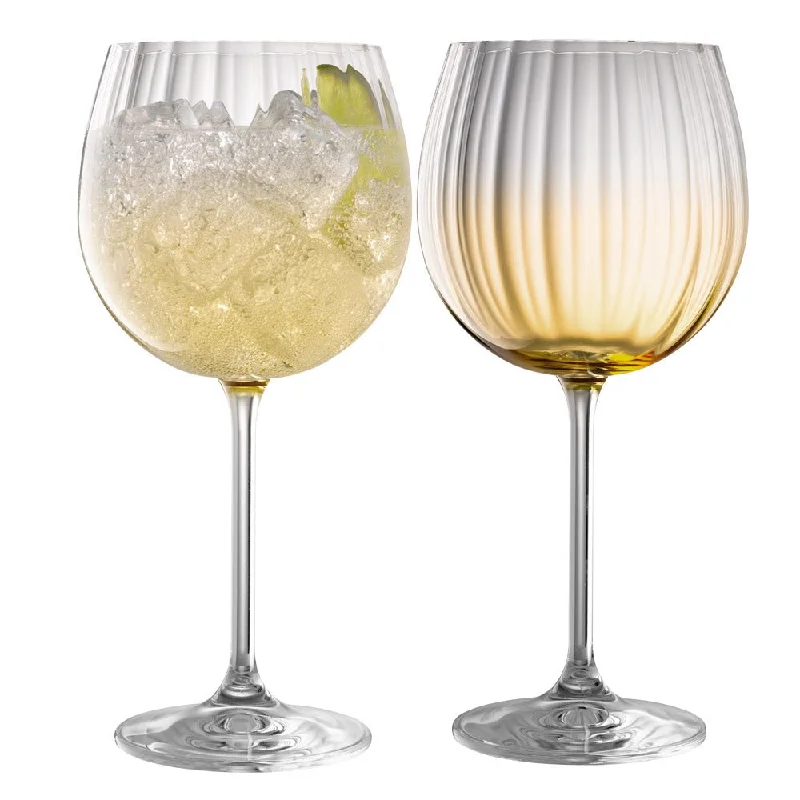 Galway Crystal Erne Gin & Tonic Pair Amber