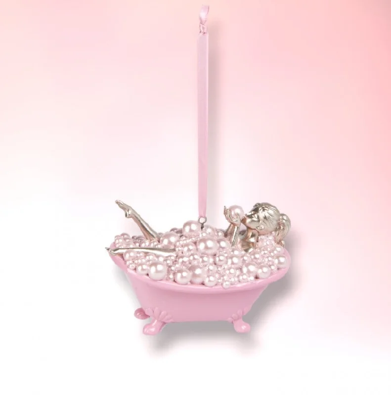 Girl In Pink Bathtub Ornament